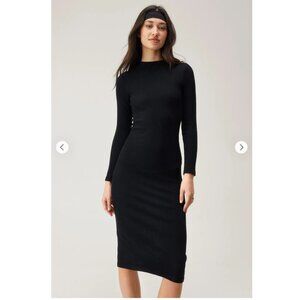 Nasty Gal Seamless Long Sleeve Midi Dress Black NWT